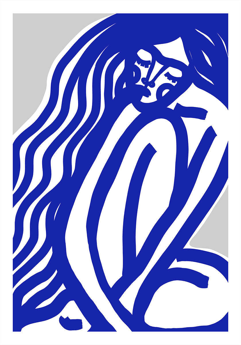 Blauwe contourenposter