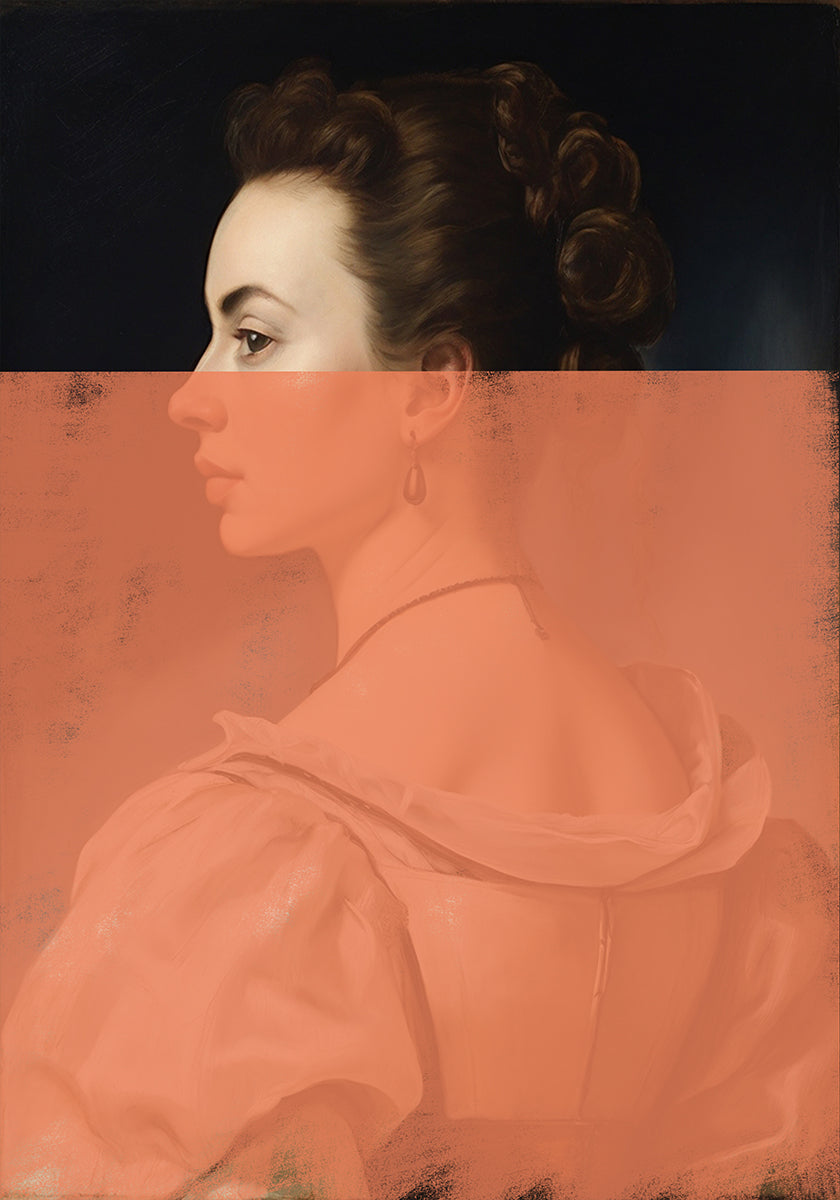 Veranderd portret van vrouw oranje moderne kunst
