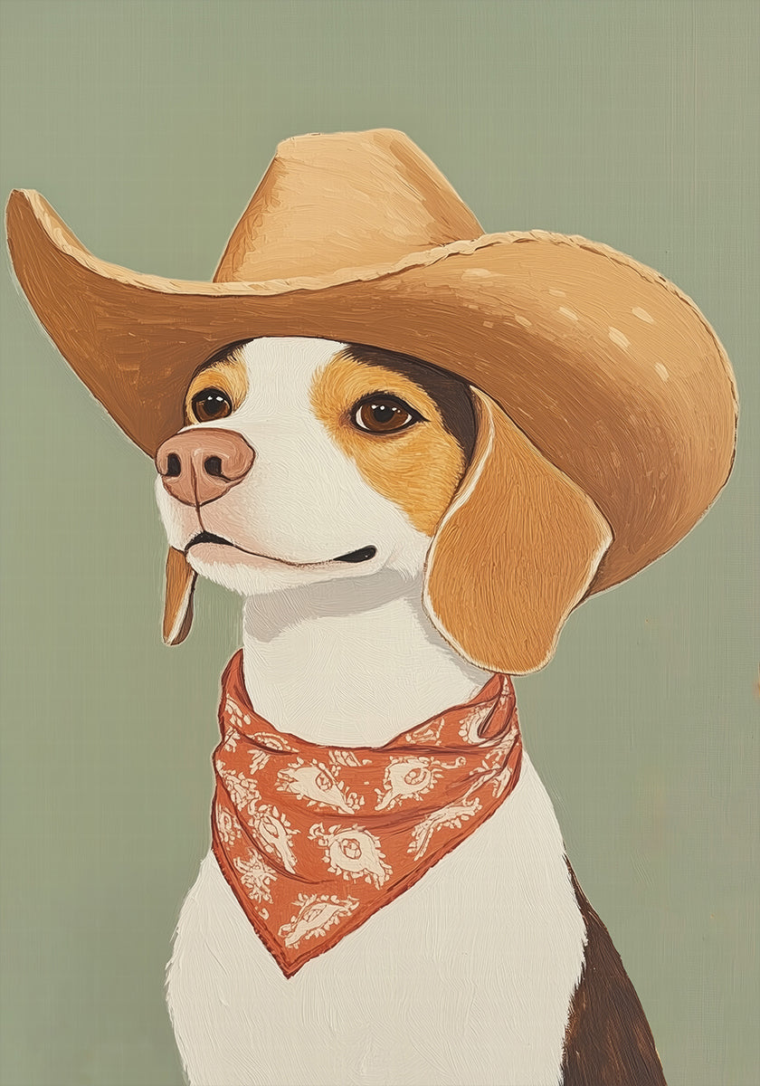 Cowboy Beagle hond-poster