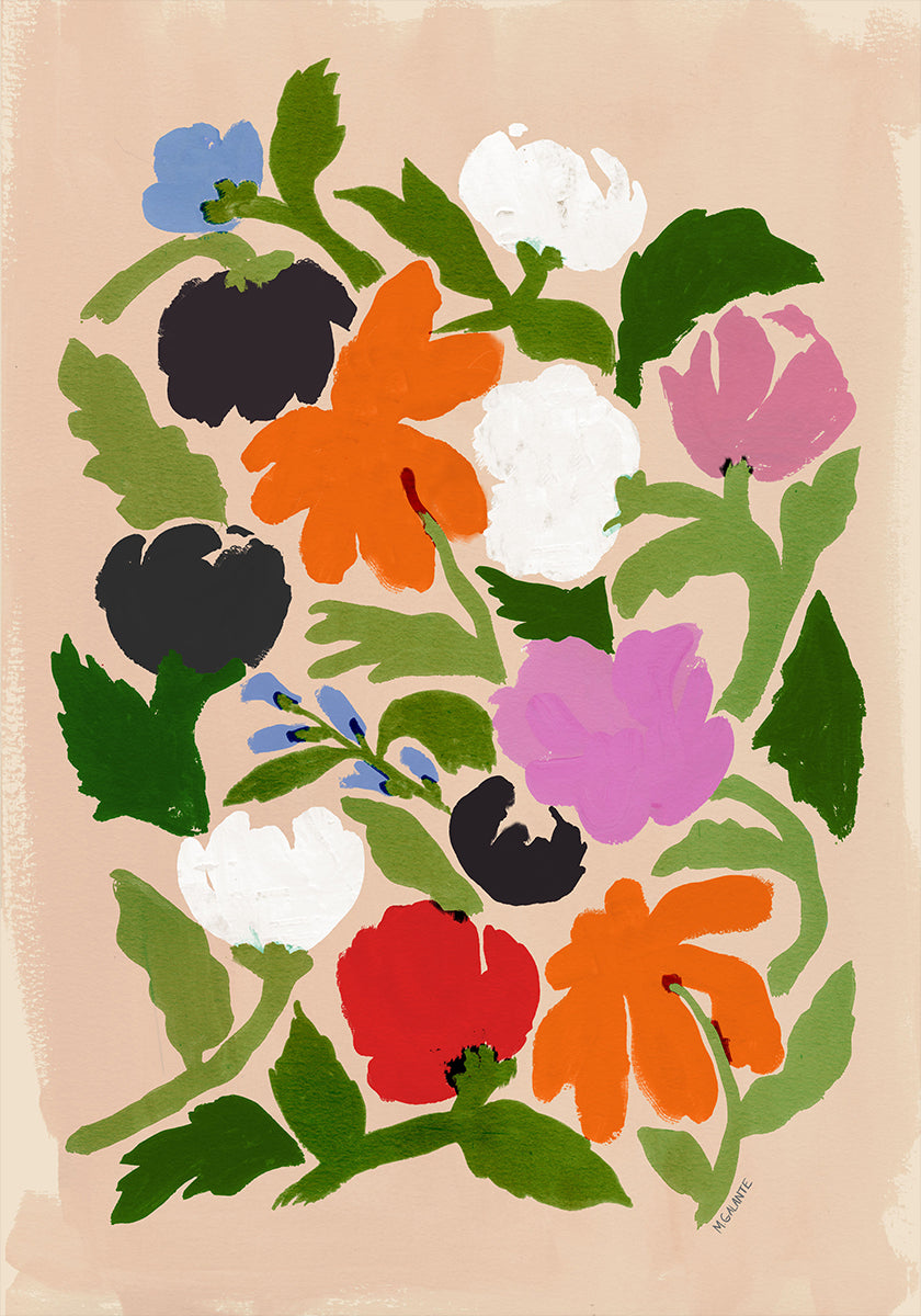 Levendige bloemen abstracte bloemen poster