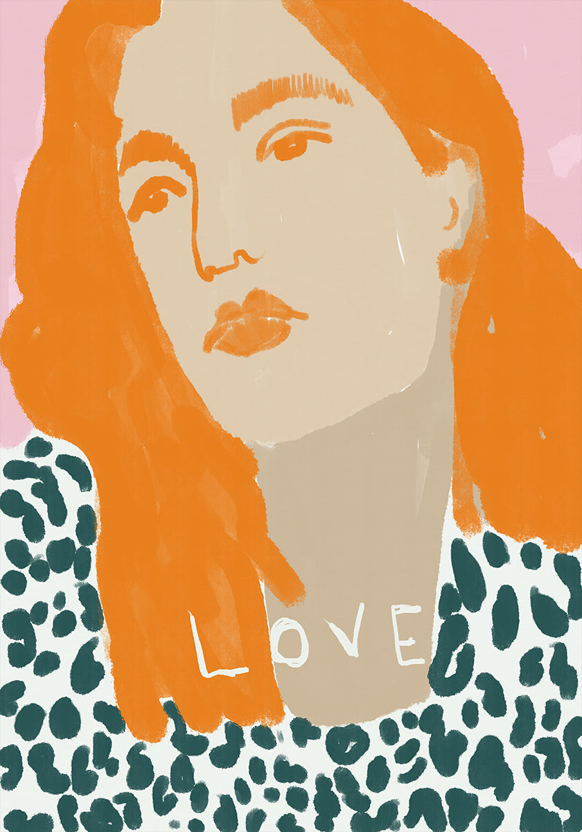 Portret van een vrouw met oranje haarposter