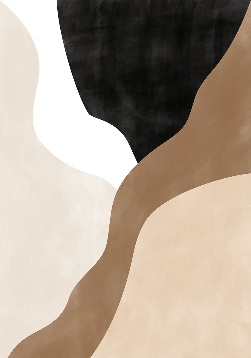 Abstract beige en bruin kunstposter