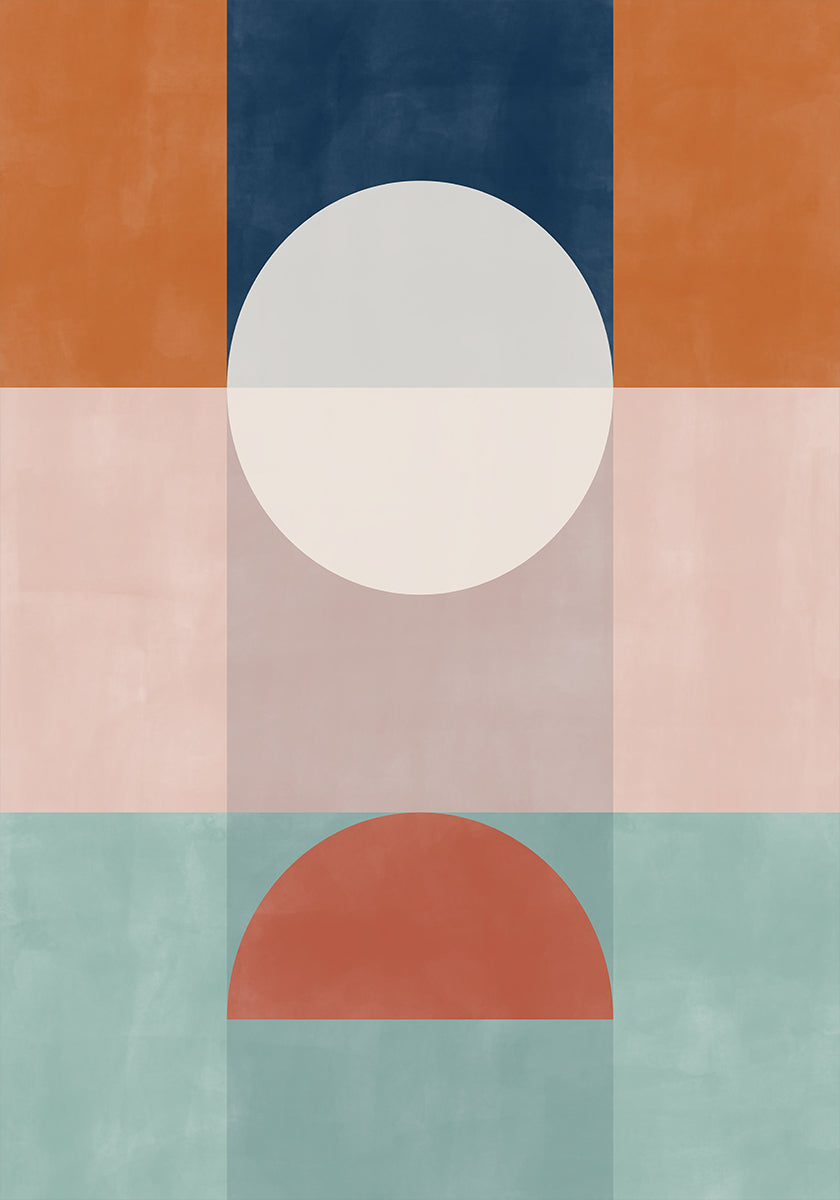 Abstract geometrisch kunstwerk met aardse tinten poster