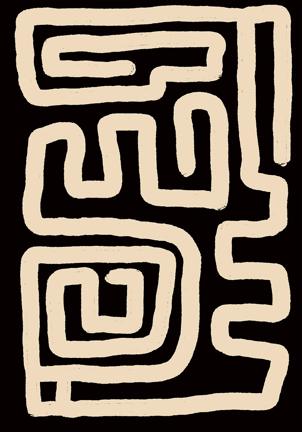 Beige doolhof lijnen Poster