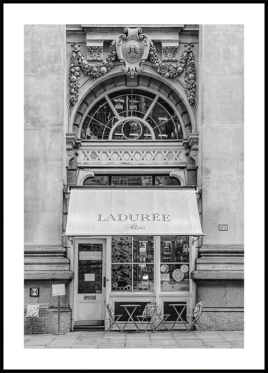 Ladurée Parijs patisserie zwart-wit poster