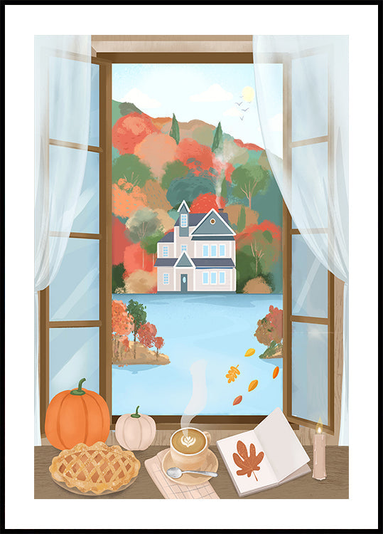 Herfst Cottage Poster