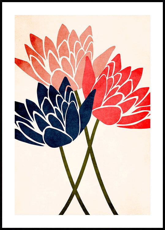 Drie dansende bloesems