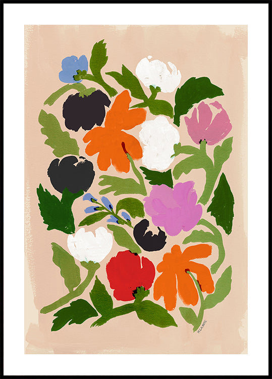 Levendige bloemen abstracte bloemen poster
