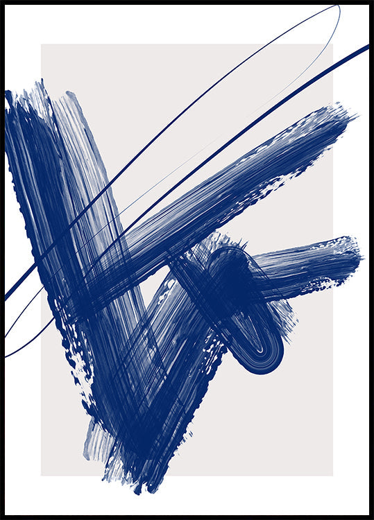 Vetgedrukte blauwe penseelstrekenposter