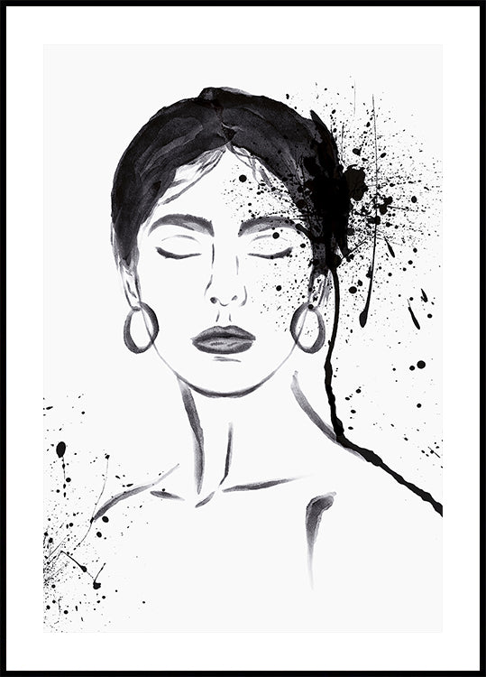 Vrouw inkt portret poster