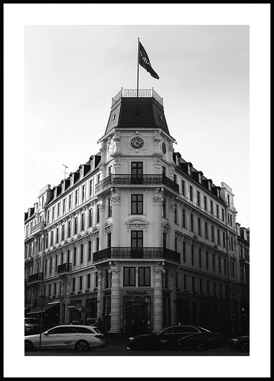 Kopenhagen historisch gebouw zwart-wit poster