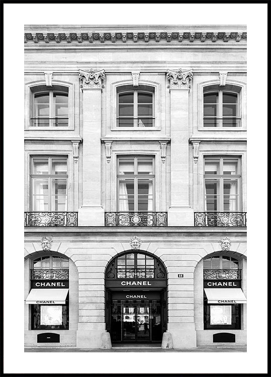 Chanel Paris Boutique zwart-wit poster