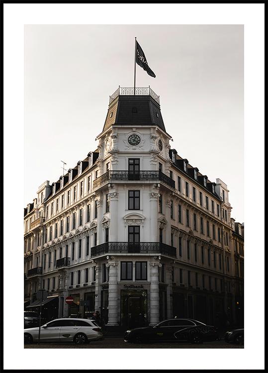 Kopenhagen historisch gebouw avond poster