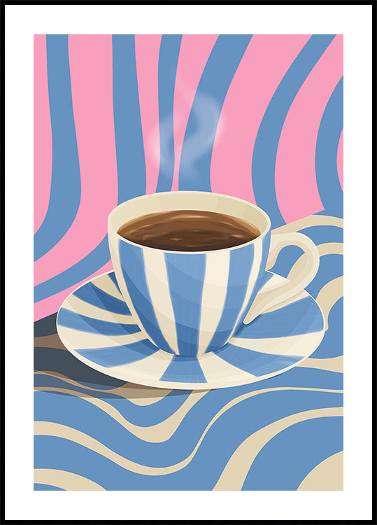 Gestreepte koffiekopje poster