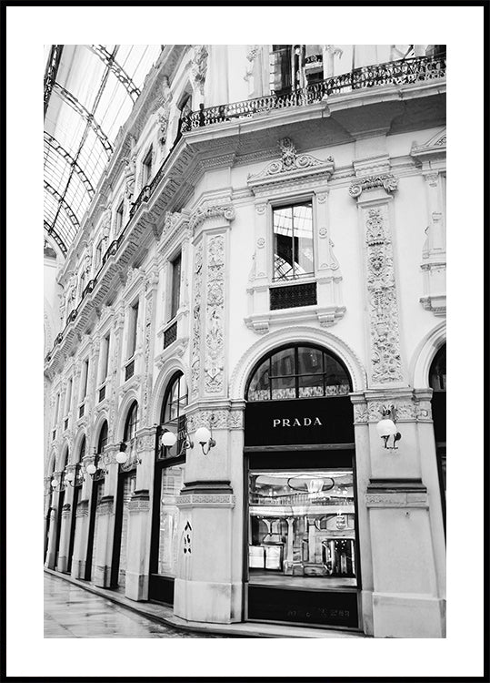 Prada Milan Boutique zwart-wit poster