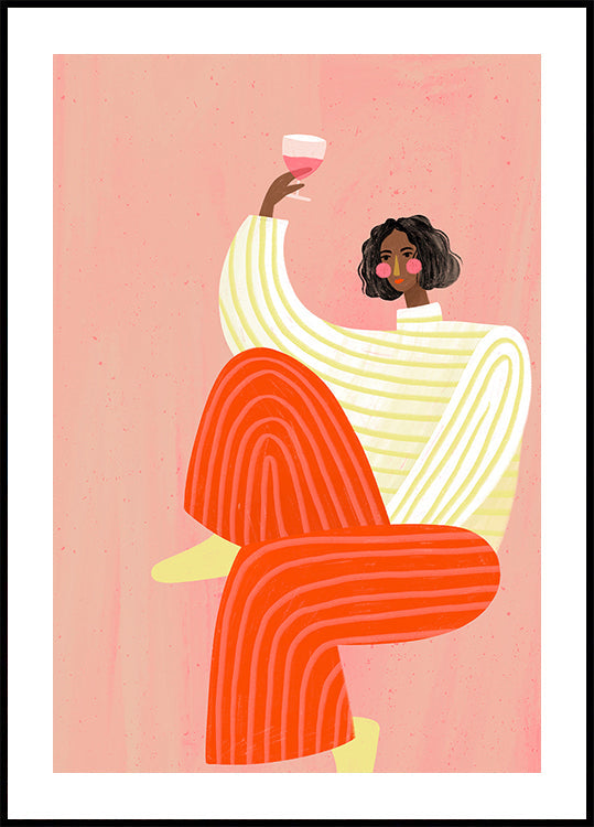 De vrouw met het glas wijn