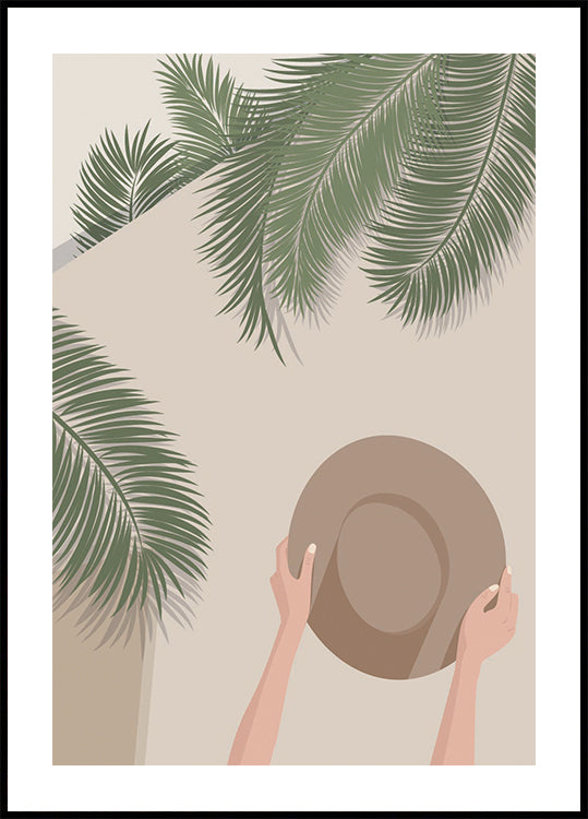 Geniet van Moment 1, tropische palmen en zomerhoedposter