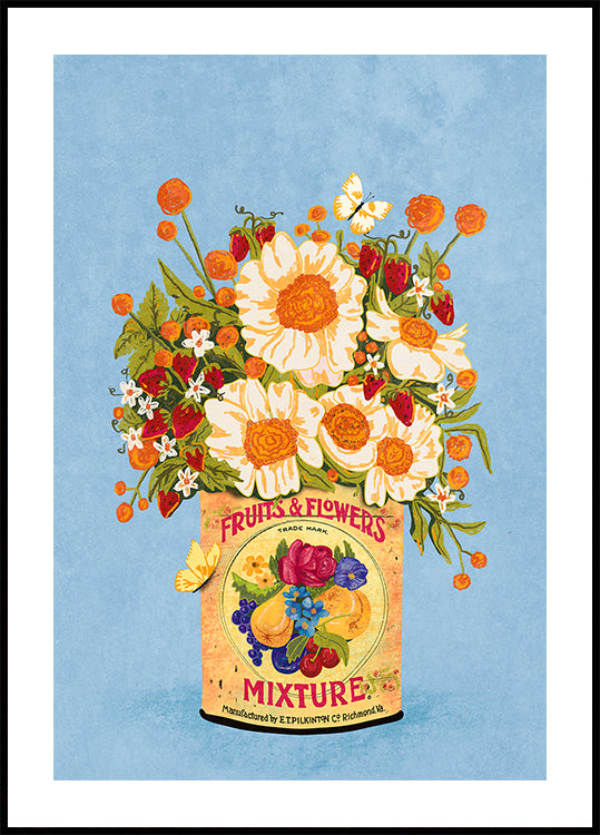 Bloemen In Een Vintage Theeblikje