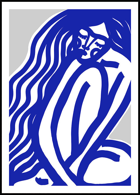 Blauwe contourenposter