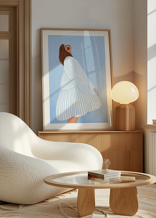 De vrouw met de blauwe strepen-poster