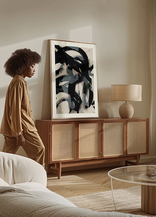 Abstracte penseelstreken 152 poster