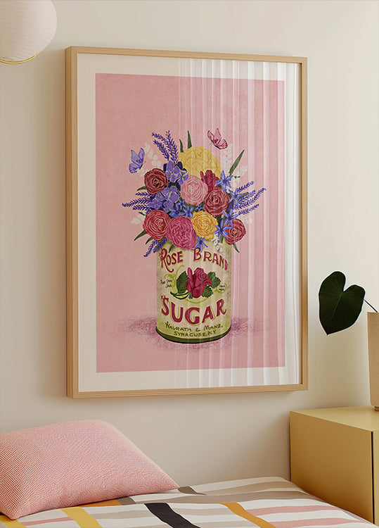 Bloemen in een vintage blikje poster