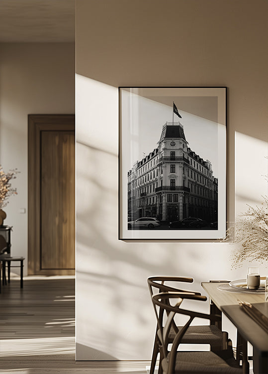 Kopenhagen historisch gebouw zwart-wit poster