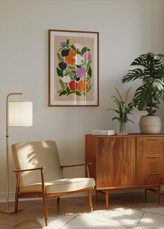 Levendige bloemen abstracte bloemen poster