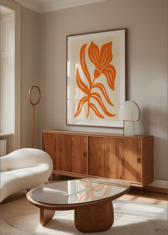 Abstract oranje gestileerde tulp poster