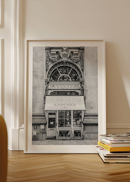 Ladurée Parijs patisserie zwart-wit poster