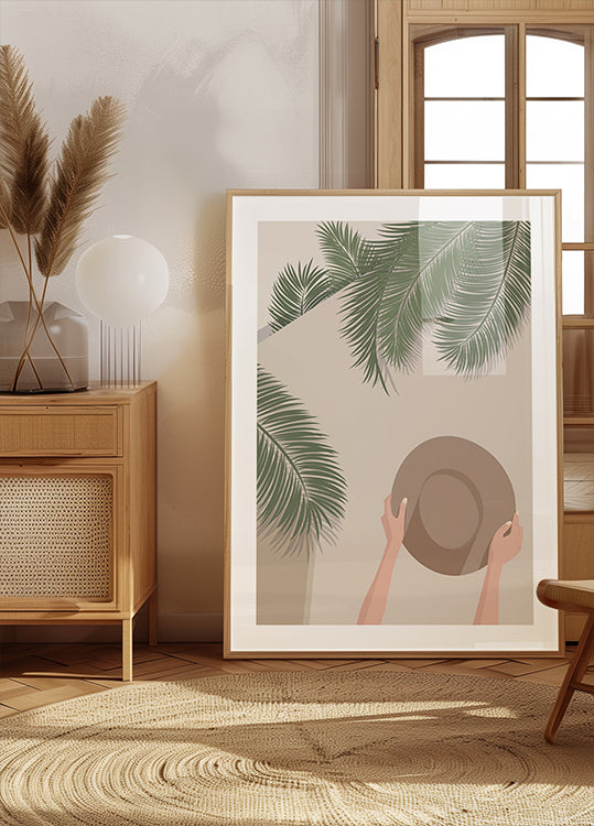 Geniet van Moment 1, tropische palmen en zomerhoedposter