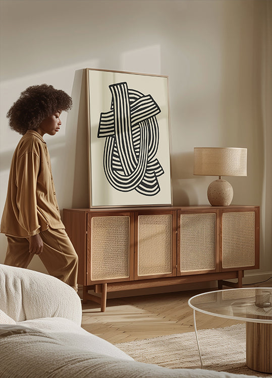 Gestreepte Samenvatting In Zwarte Poster