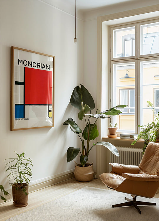 Compositie met rode, blauwe en gele poster uit 1930