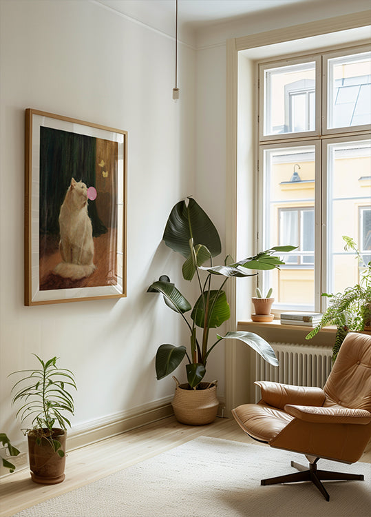 Kauwgom en kattenposter