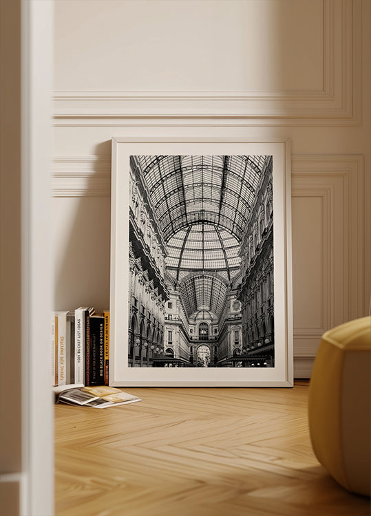 Galleria Vittorio Emanuele II Milaan zwart-wit poster