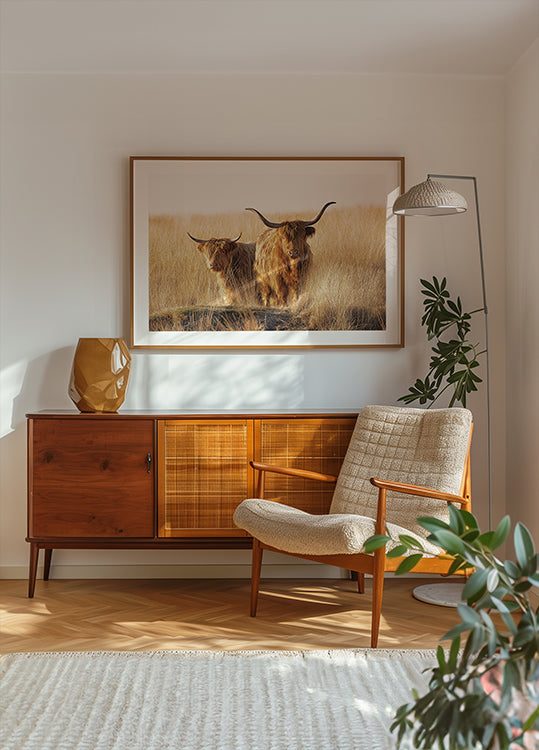 Jonge en oude Hooglander-poster