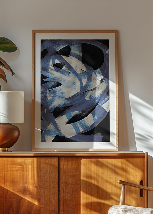 Abstracte penseelstreken 128 poster