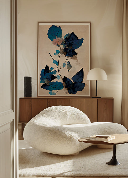 Blauwe droge bloemen poster