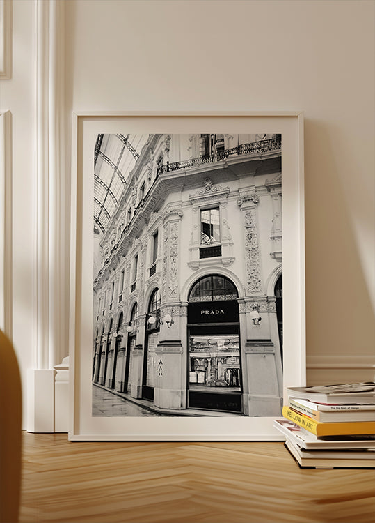 Prada Milan Boutique zwart-wit poster