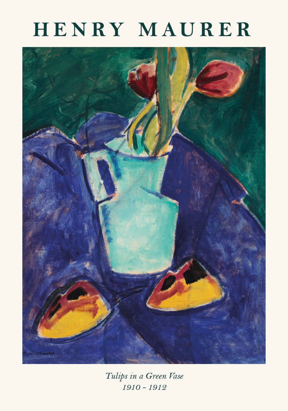 Henry Maurer, Tulips in a Green Vase Plakat - Posterbox.dk