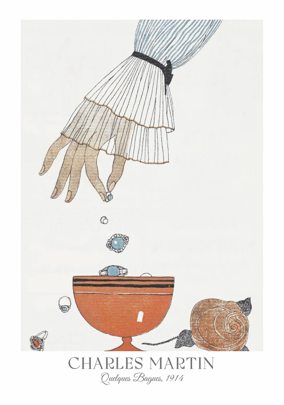 Quelques Bagues, Jewelry Illustration Charles Martin Plakat - Posterbox.dk