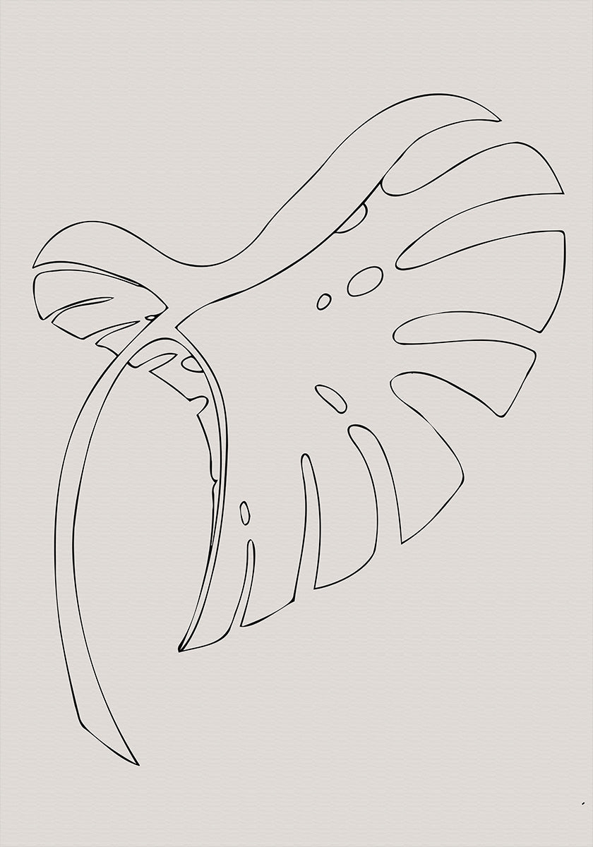 Monstera gebogen beige poster