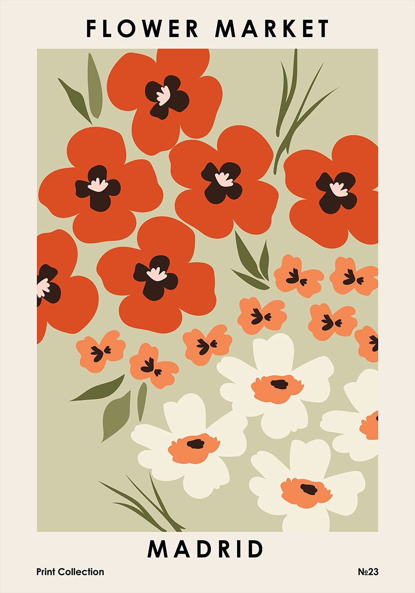 Bloemenmarkt Madrid poster