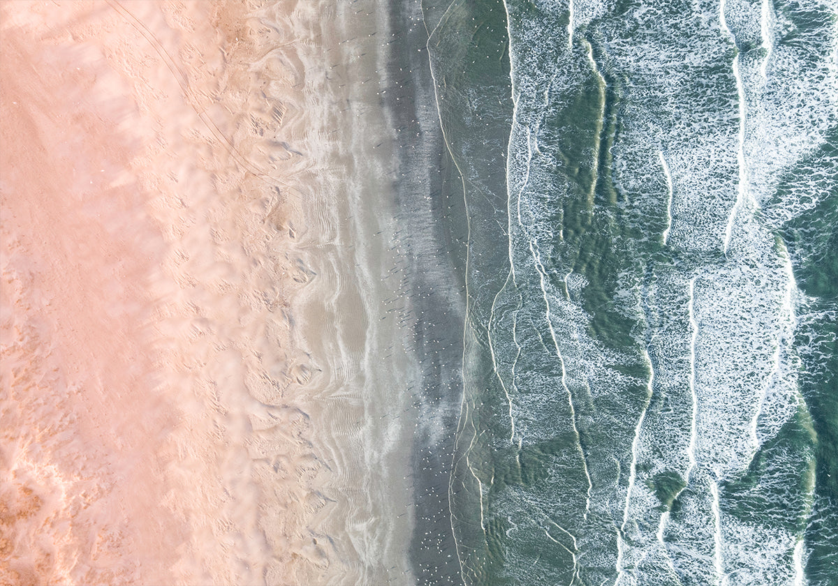 Roze en blauwe kustposter