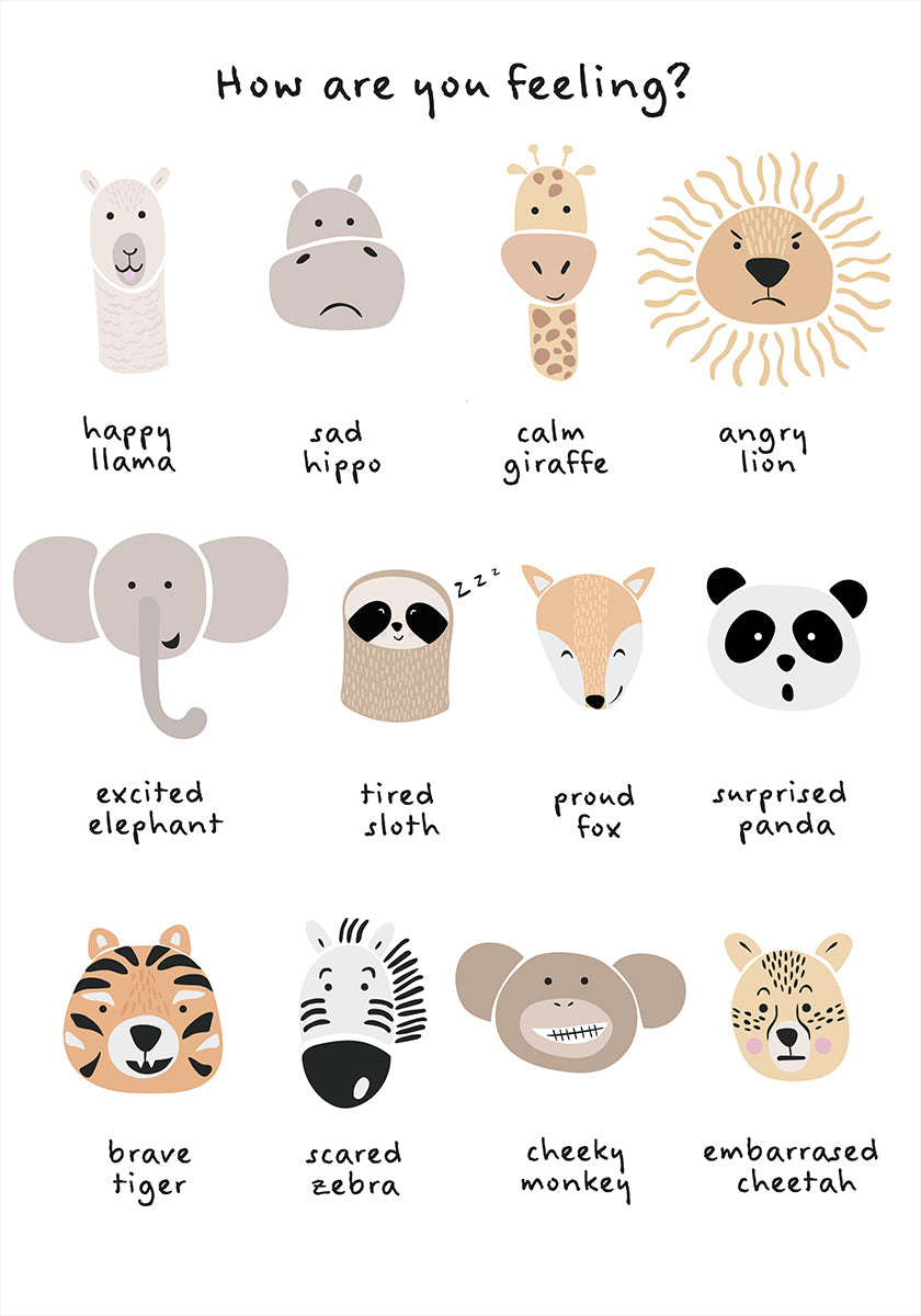 Kalmerende meditatie-emoties voor kinderen print 1 poster