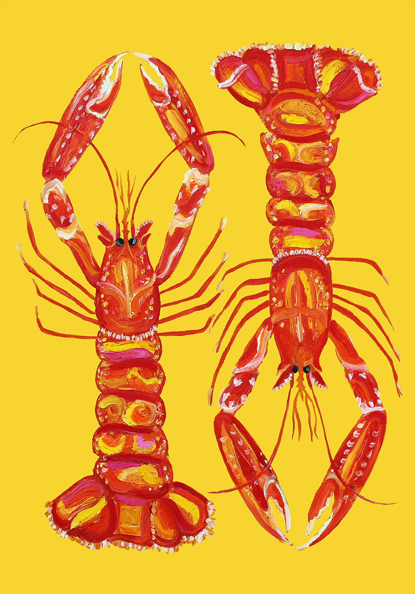 Langoustines op gele poster
