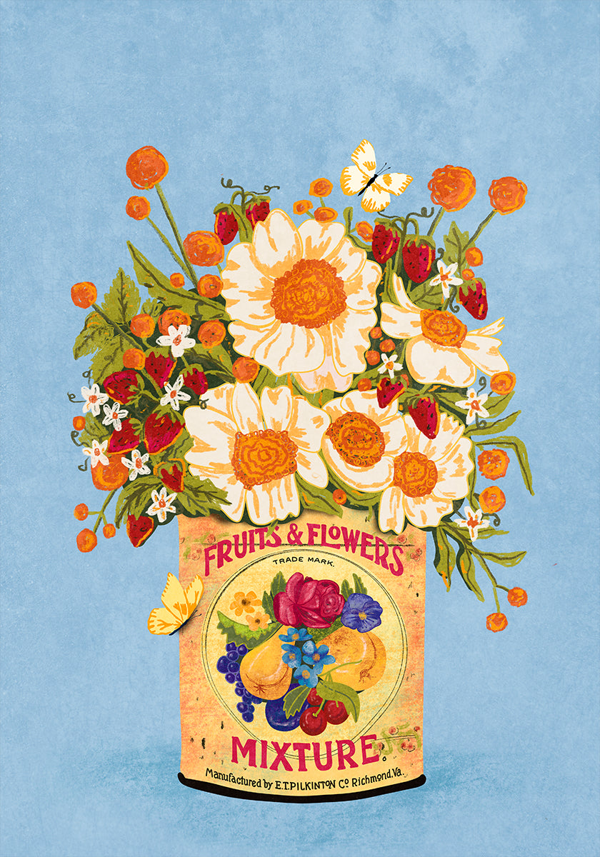 Bloemen In Een Vintage Theeblikje