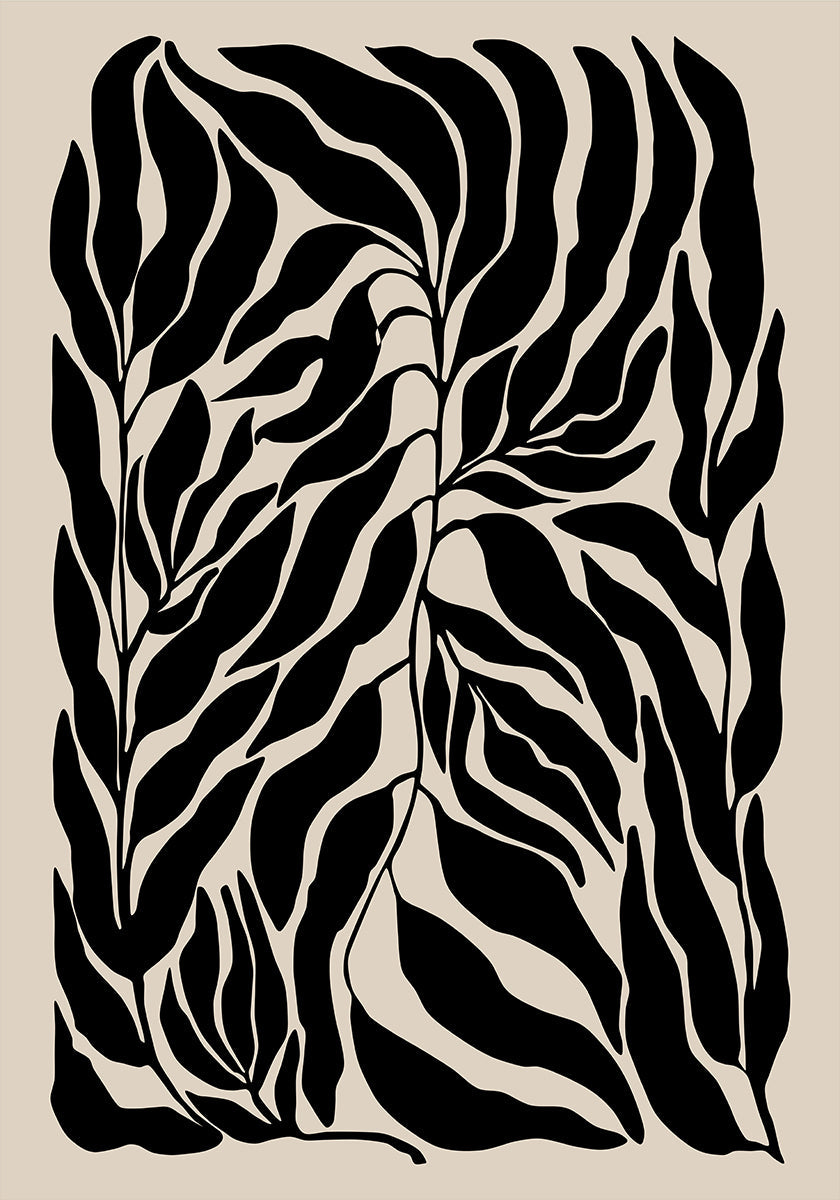 Zwarte blad silhouetten Poster