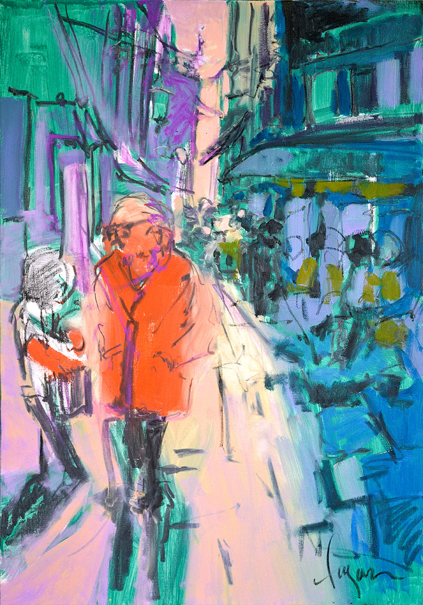 Levendige straatwandeling