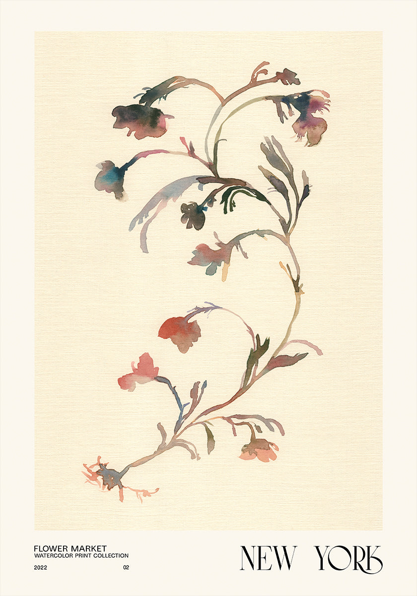 Collectie aquarelprints. Bloemenmarkt - New York